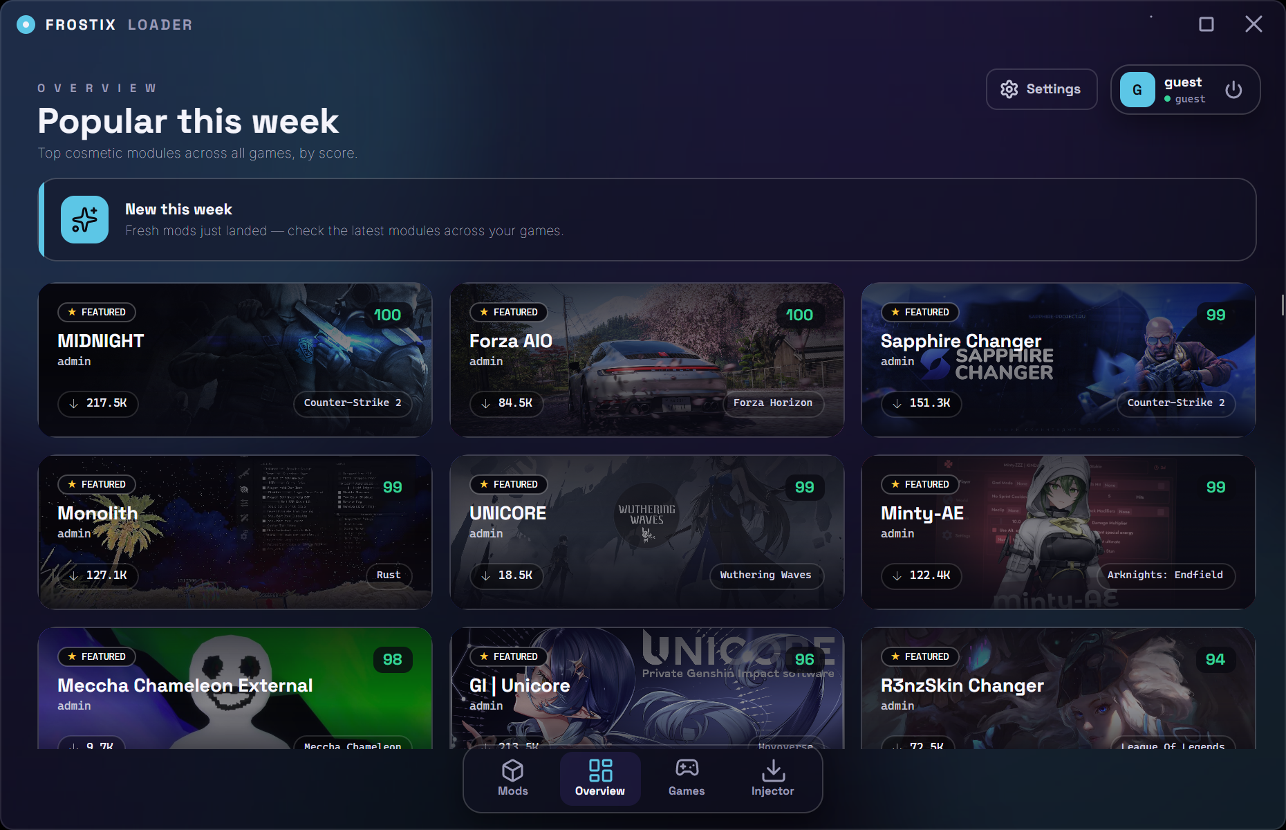 Frostix launcher overview